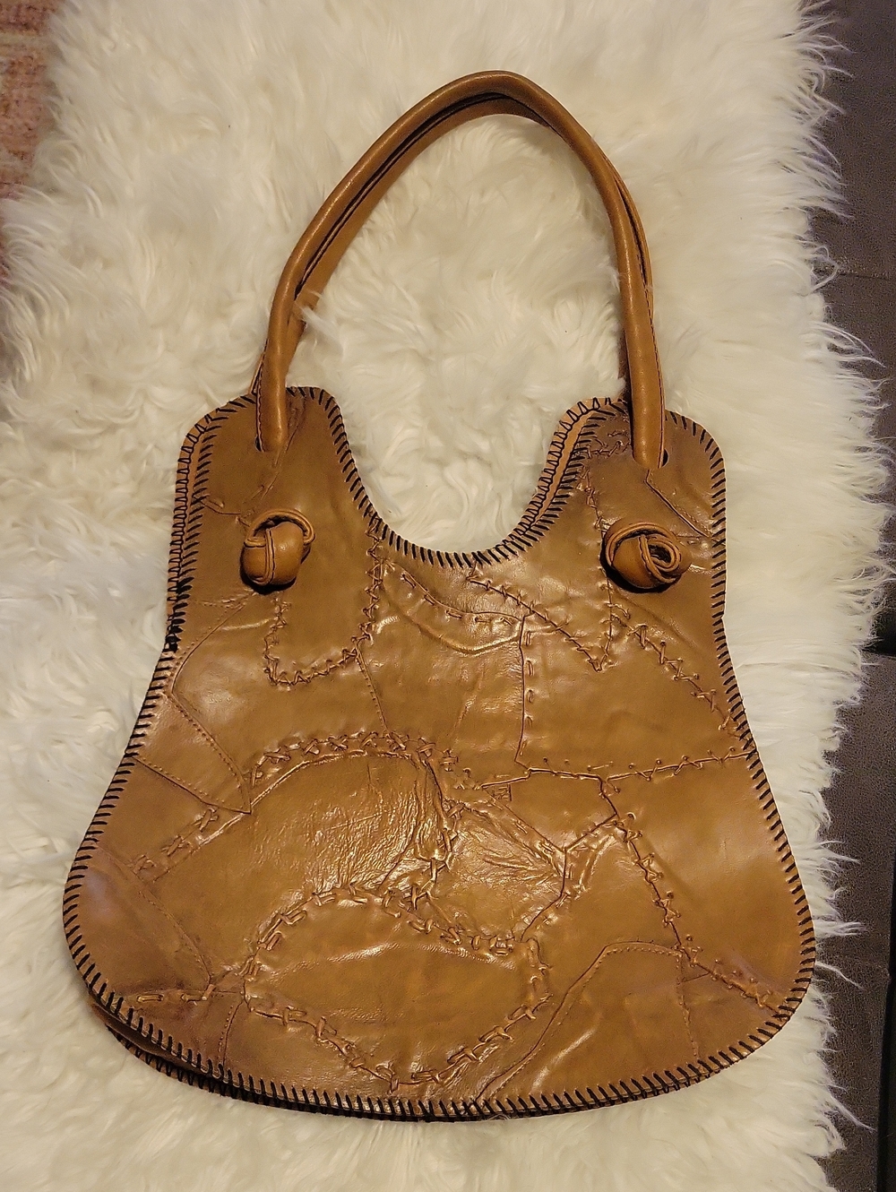 Faux, Leather ,Stiched Shoulder bag